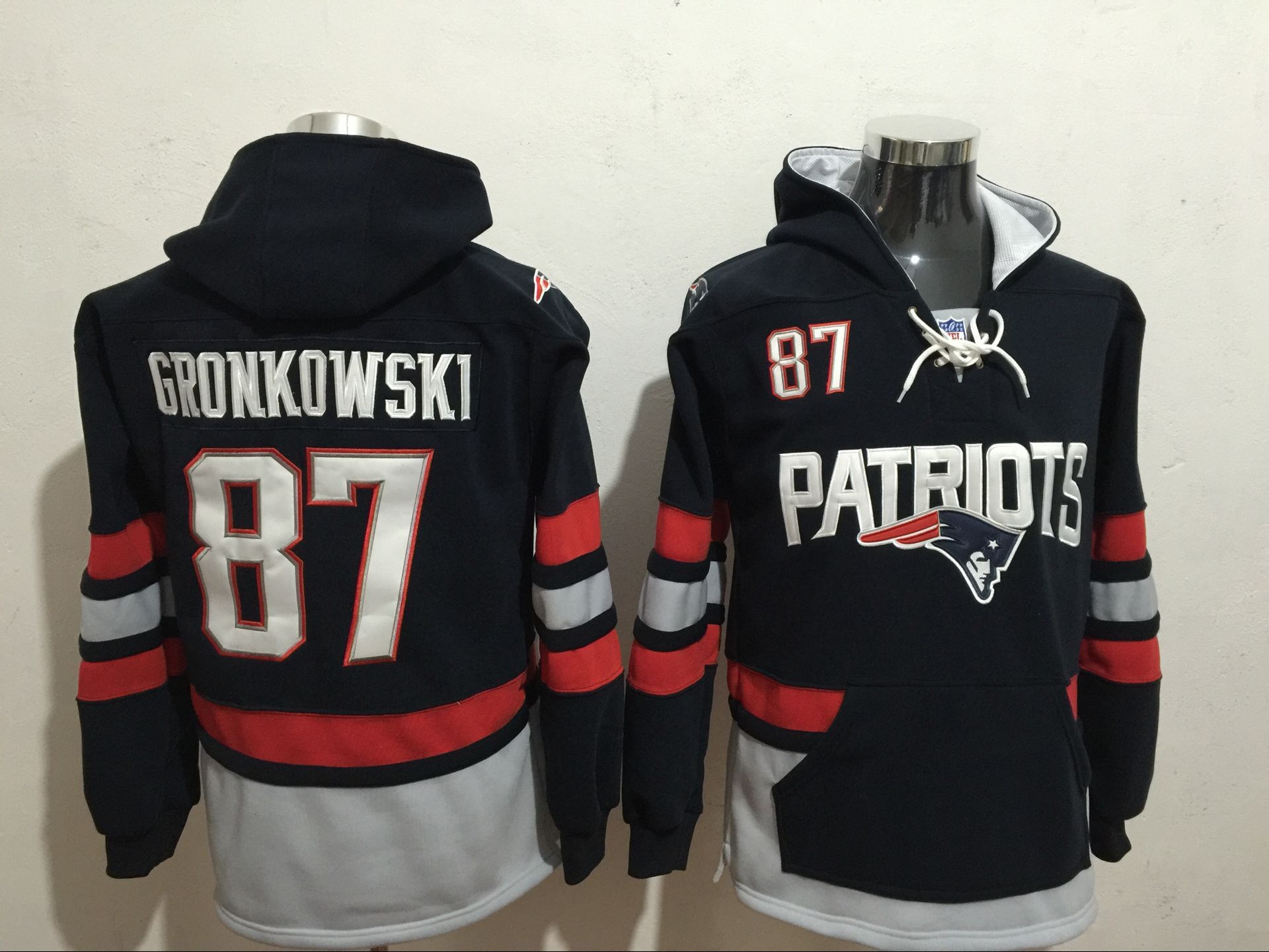 Men NFL Nike New England Patriots 87 Gronkowski blue Sweatshirts